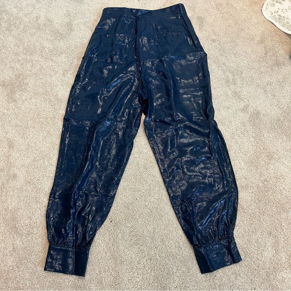 Simona Corsellini high-waisted trousers midnight blue Sz US 8/44 NWT - Picture 6 of 17